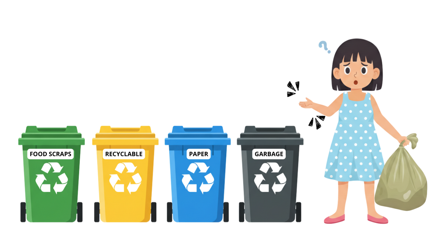 perempuan membawa sampah